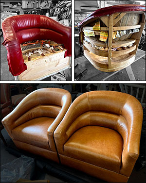 reupholstered barrel chair